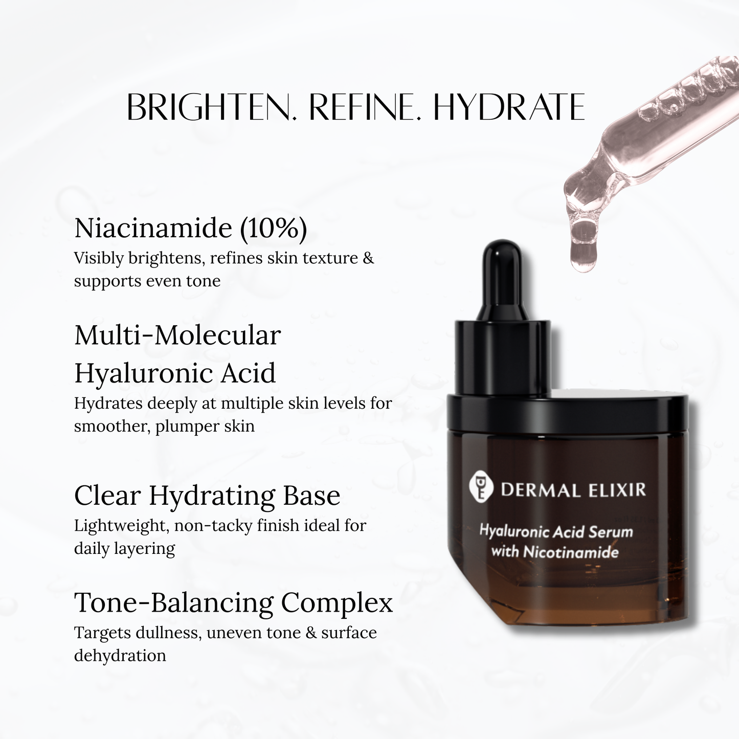 Dermal Elixir Hyaluronic Acid Serum with Nicotinamide (B3) 10% 40ml