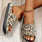 Black Print Thick Sole Slip On Slippers