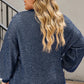 Waffle-Knit Round Neck Dropped Shoulder Sweater