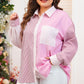 Pink Stripe Print Colorblock Shirt