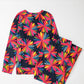 Black Printed Long Sleeve and Pants Lounge Set