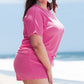 Rose Red Solid Waffle Knit Two Piece Set