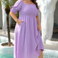 Wisteria Swiss Dot Smocked Frilled Neckline Short Sleeve Dress