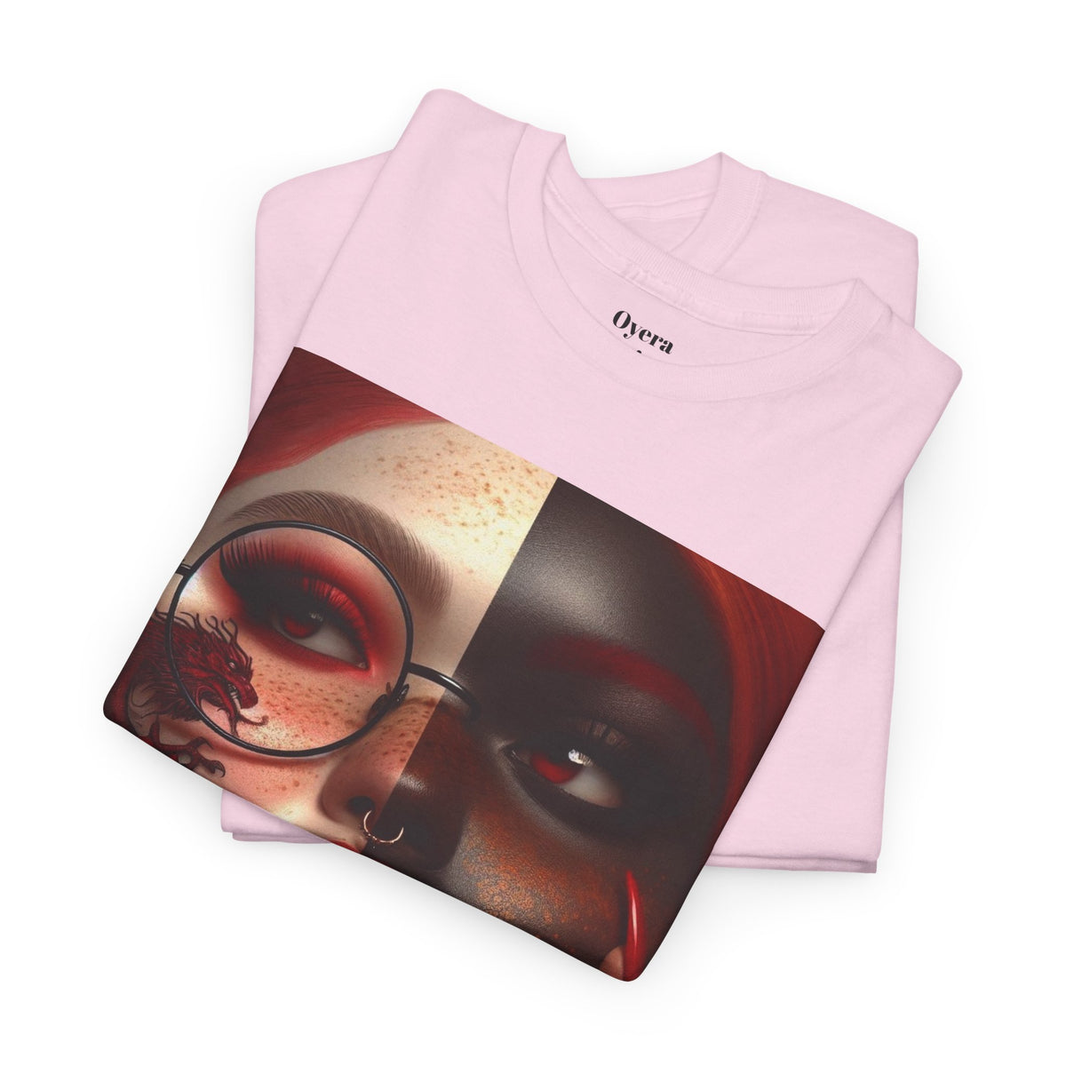 Graphic Tee — Dual-Faced Gothic Rose Portrait
