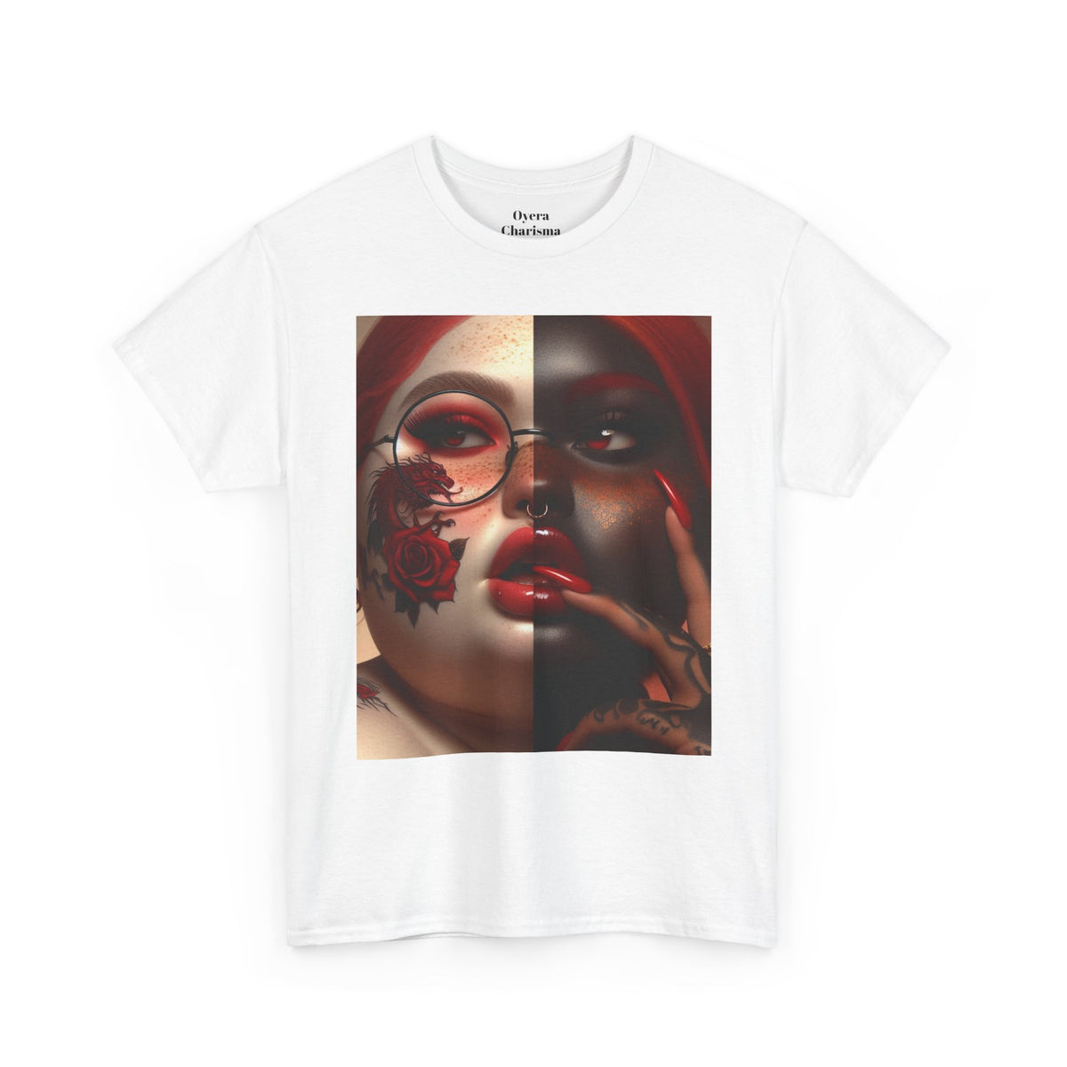 Graphic Tee — Dual-Faced Gothic Rose Portrait