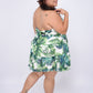 Leaf Print O-ring Mini Dress - Plus Size