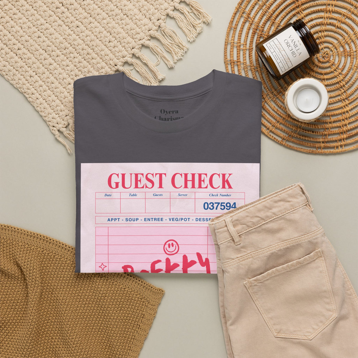 Pretty Curvy Girl Tee — Pink Guest Check Graphic Shirt