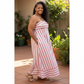 A-Line Stunning White Striped Maxi Dress
