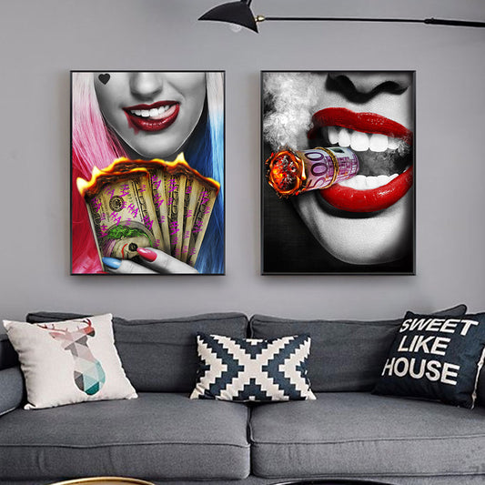 Red Lips Canvas Painting