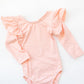 Peach L/S Flutter Sleeve Leotard