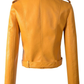 70s Vibes Mustard Yellow Vegan Leather Moto Jacket
