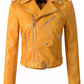70s Vibes Mustard Yellow Vegan Leather Moto Jacket