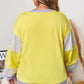 Yellow Striped Color Block Patchwork Crewneck Pullover Sweatshirt