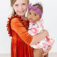 Pumpkin Spice Velvet Ruffle Twirl Dress