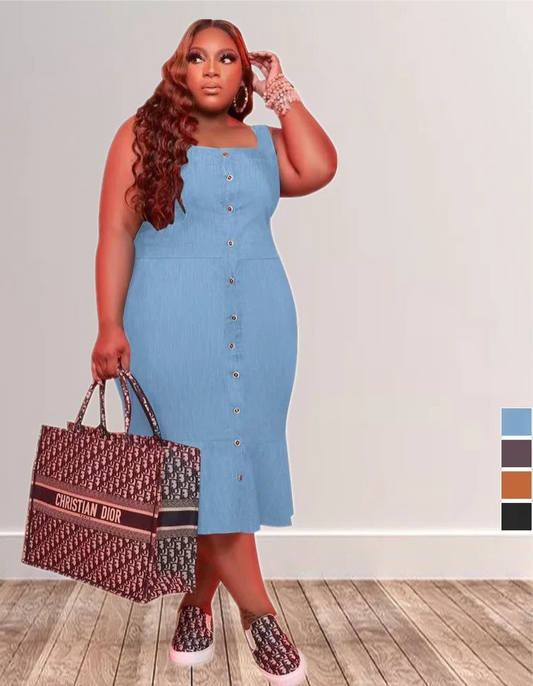 Solid Casual Midi Dress