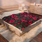Neon Pink Heart and Rose Velveteen Plush Blanket