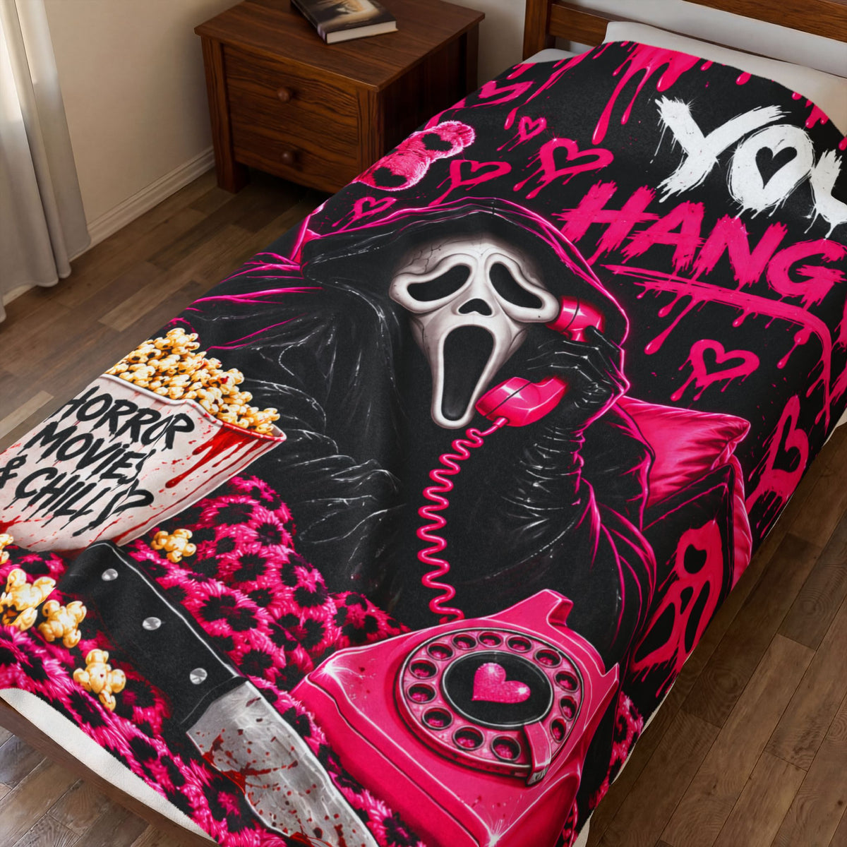 You Hang Up Horror Movie & Chill Velveteen Plush Blanket