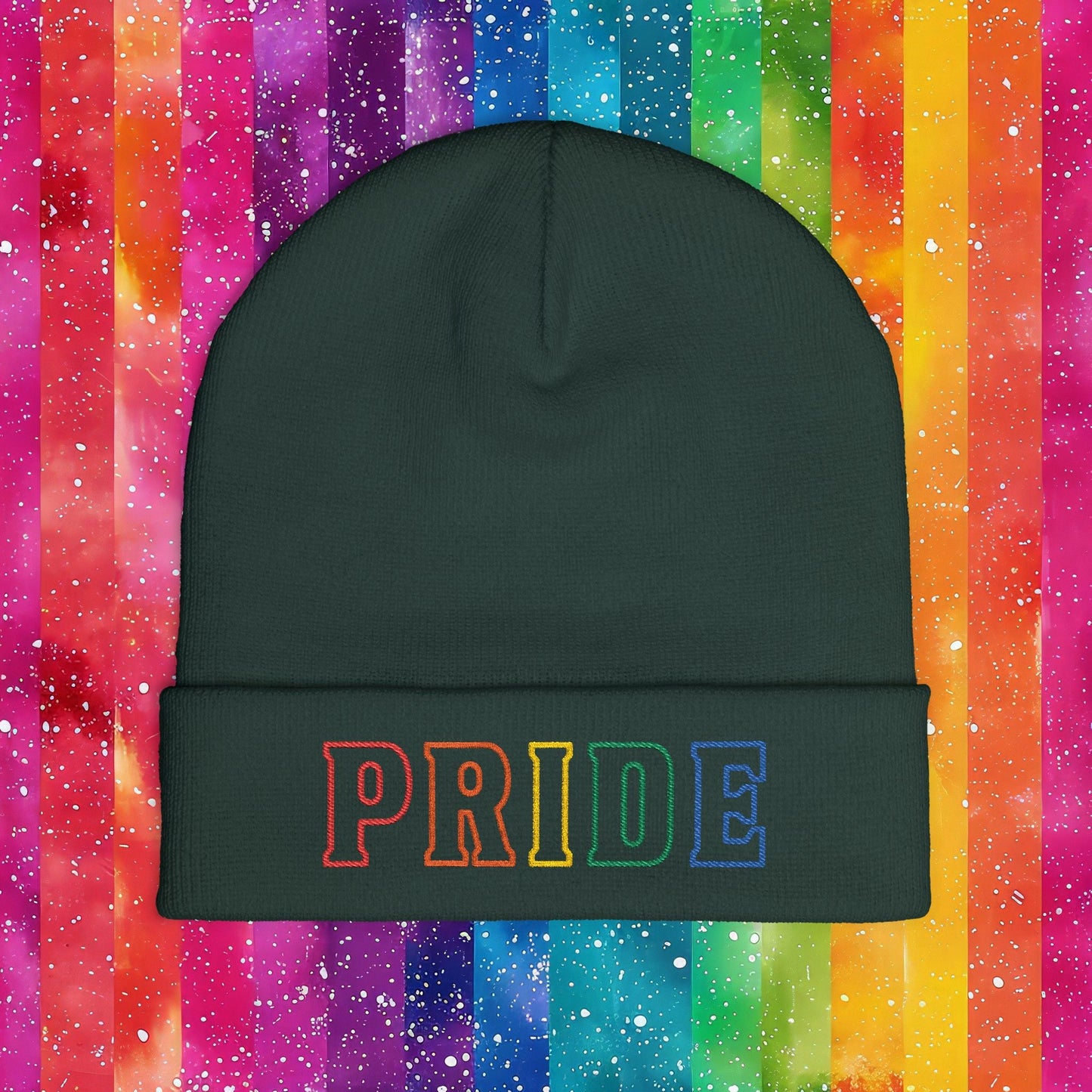 Rainbow LGBTQ+ Pride Embroidered Knit Beanie