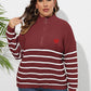 Zip-Up Striped Sweater