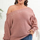 One Shoulder Beaded Sweater