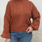 Mock Neck Cable Knit Long Sleeve Sweater