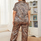 Leopard Short Sleeve Top and Pants Lounge Set