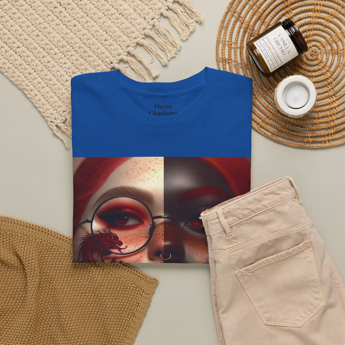 Graphic Tee — Dual-Faced Gothic Rose Portrait