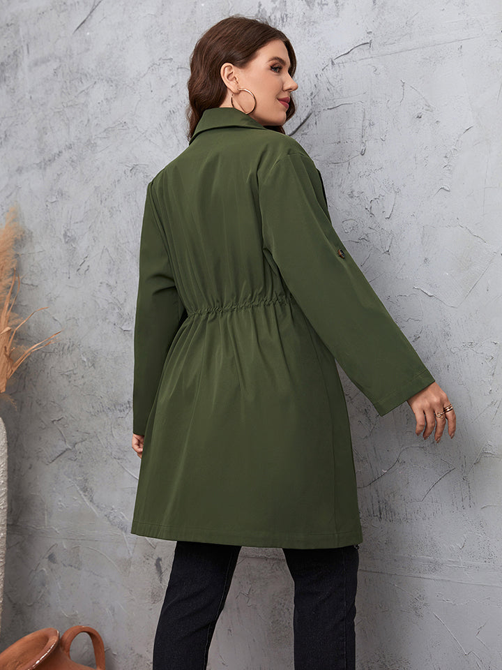 Honey Lapel Collar Roll-Tab Sleeve Trench Coat