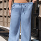 Beau Blue Casual Wide Slit Leg High Waist Loose Jeans
