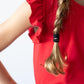 Red S/S Ruffle Tee