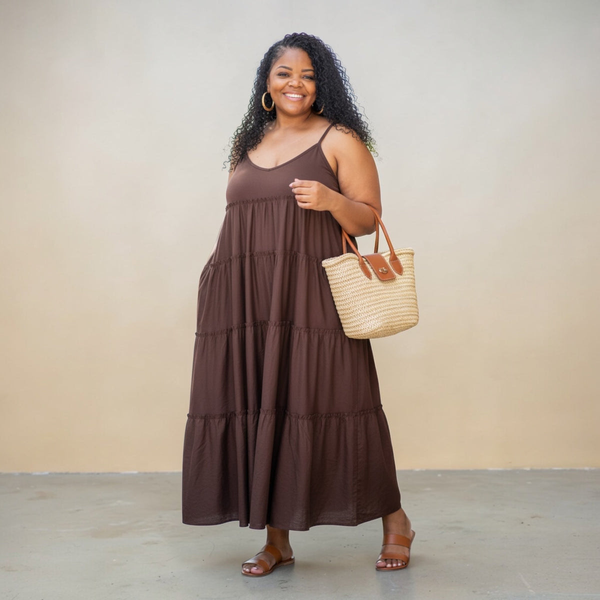 Spaghetti Strap Fit & Flare Maxi Dress