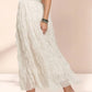 ADORA Elastic Waist Cloud Fluffy Maxi Skirt in Beige