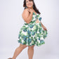 Leaf Print O-ring Mini Dress - Plus Size