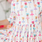 Ballerina Bows 3/4 Sleeve Pocket Twirl Dress