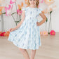 Texas Bluebonnets Flutter Sleeve Twirl Dress