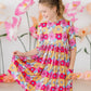 Wonderland Floral 3/4 Sleeve Pocket Twirl Dress
