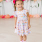 Rainy Day Flutter Sleeve Twirl Dress