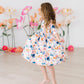 Blush Peony 3/4 Sleeve Pocket Twirl Dress