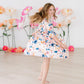 Blush Peony 3/4 Sleeve Pocket Twirl Dress