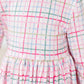 Pink Plaid 3/4 Sleeve Pocket Twirl Dress