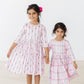 Pink Plaid 3/4 Sleeve Pocket Twirl Dress