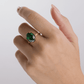 Sterling Silver Oval Cut Emerald CZ Cocktail Ring