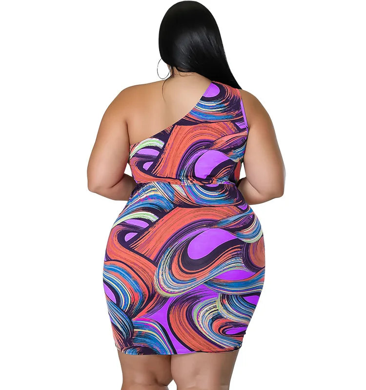 “Club Nights” Single Shoulder Hollow Out Mini Dress