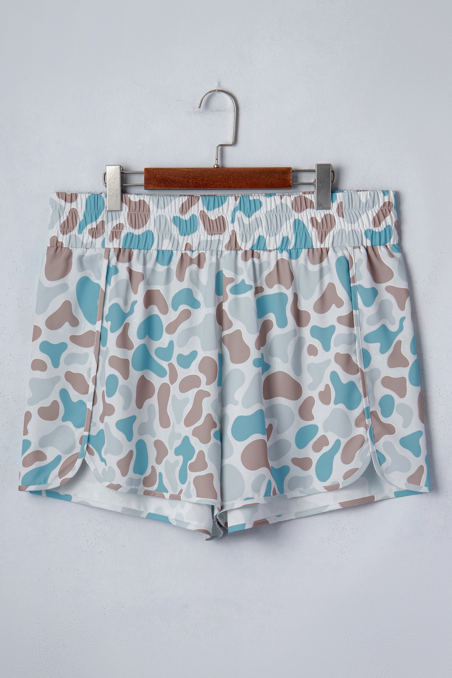 Multicolour Camouflage Elastic Waist Athleisure Shorts