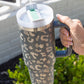 Gray Leopard Print 40OZ Stainless Steel Portable Cup with Handle