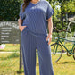 Ribbed V Neck Tee and Pants Set