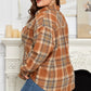 Brown Plaid Print Flap Pocket Buttoned Shacket