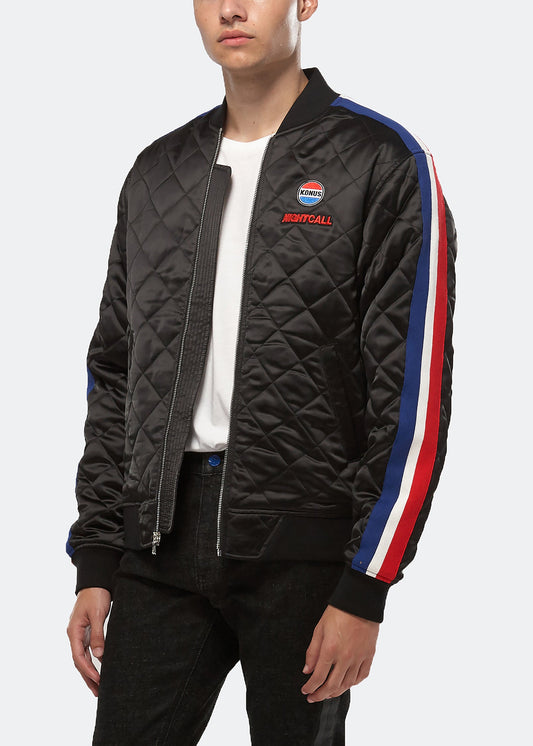 Konus Men's Quilted Satin Jacket in Black