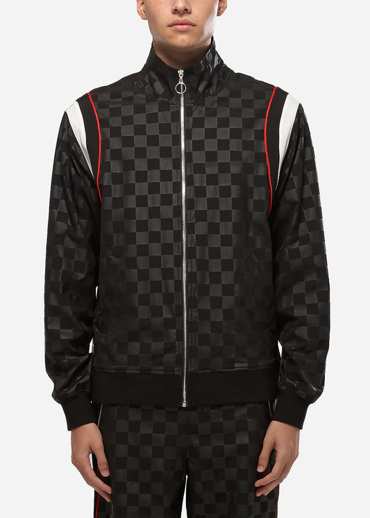 Konus Men's Tonal Checkered Jacket in Black