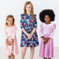 Carnation Pink Velvet Ruffle Twirl Dress